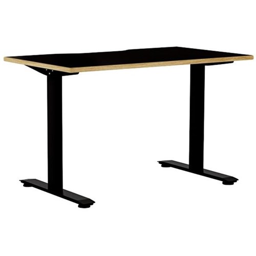 Klever Single User Desk Scallop Top 1200mm Black/Atlantic Oak/Black