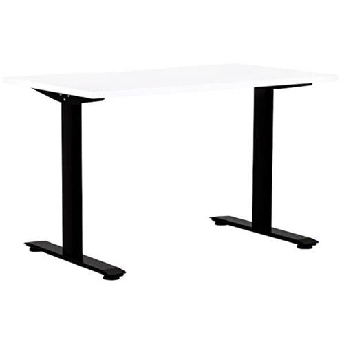 Klever Single User Desk Scallop Top 1200mm Snow Drift/Black