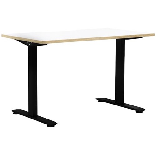 Klever Single User Desk Scallop Top 1200mm Snow Drift/Atlantic Oak/Black