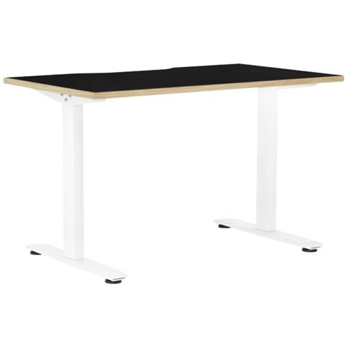 Klever Single User Desk Scallop Top 1200mm Black/Atlantic Oak/White