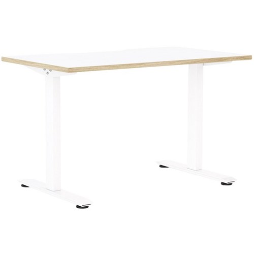 Klever Single User Desk Scallop Top 1200mm Snowdrift/Atlantic Oak/White