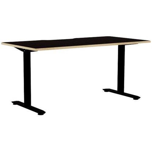 Klever Single User Desk Scallop Top 1500mm Black/Atlantic Oak/Black