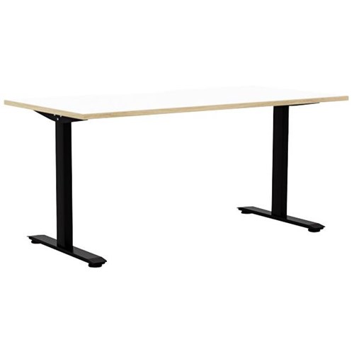 Klever Single User Desk Scallop Top 1500mm Snowdrift/Atlantic Oak/Black