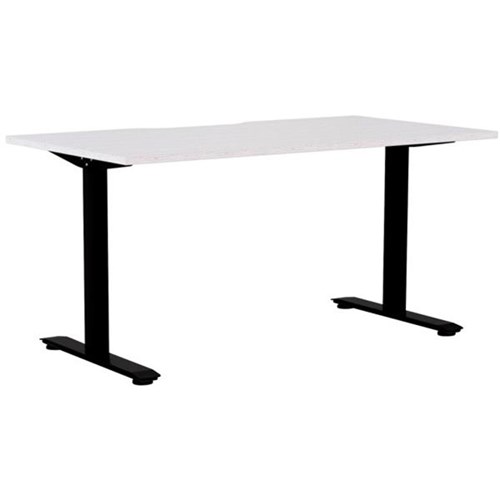 Klever Single User Desk Scallop Top 1500mm Silver Strata/Black