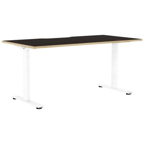 Klever Single User Desk Scallop Top 1500mm Black/Oak/White