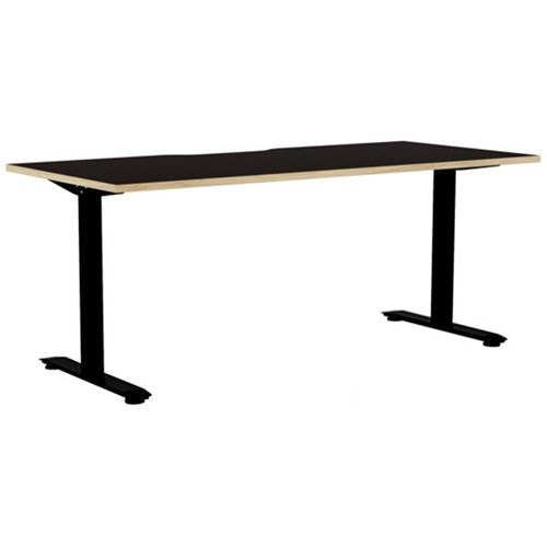 Klever Single User Desk Scallop Top 1800mm Black/Oak