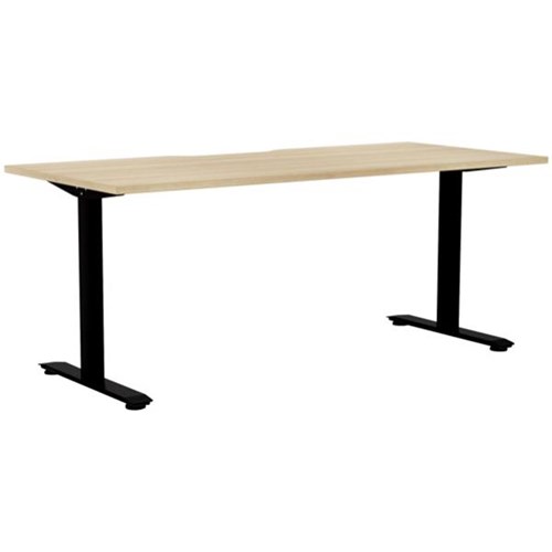 Klever Single User Desk Scallop Top 1800mm Classic Oak/Black