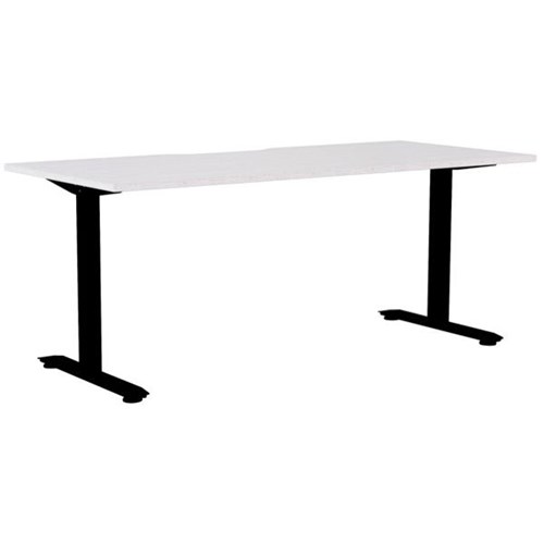 Klever Single User Desk Scallop Top 1800mm Silver Strata/Black