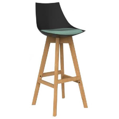 Luna Bar Stool Black/Lagoon/Oak