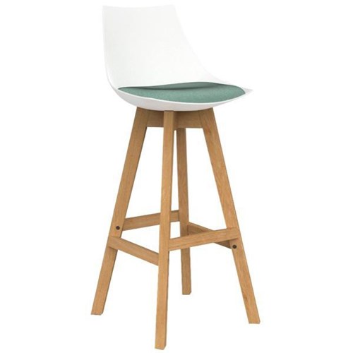 Luna Bar Stool White/Oak/Splice Lagoon Fabric