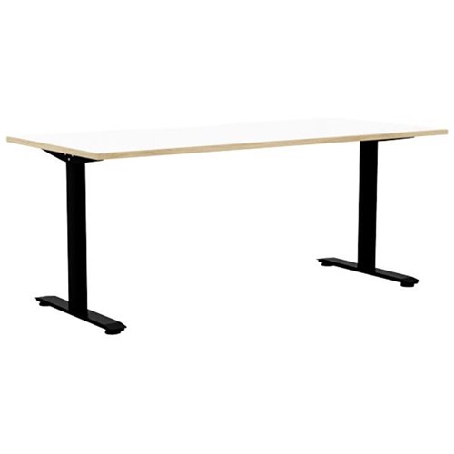 Klever Single User Desk Scallop Top 1800mm Snowdrift/Oak/Black