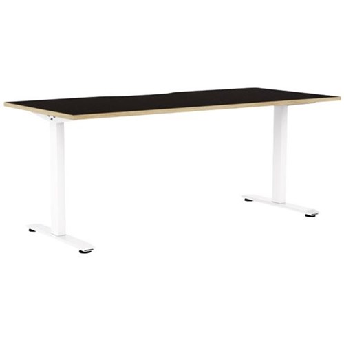 Klever Single User Desk Scallop Top 1800mm Black/Oak/White