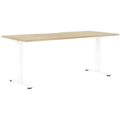 Klever Single User Desk Scallop Top 1800mm Classic Oak/White