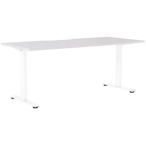 Klever Single User Desk Scallop Top 1800mm Silver Strata/White