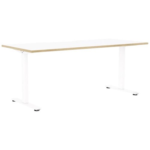 Klever Single User Desk Scallop Top 1800mm Snowdrift/Oak/White