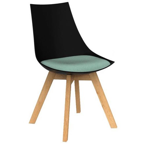 Luna Visitor Chair Black/Oak/Splice Lagoon Fabric