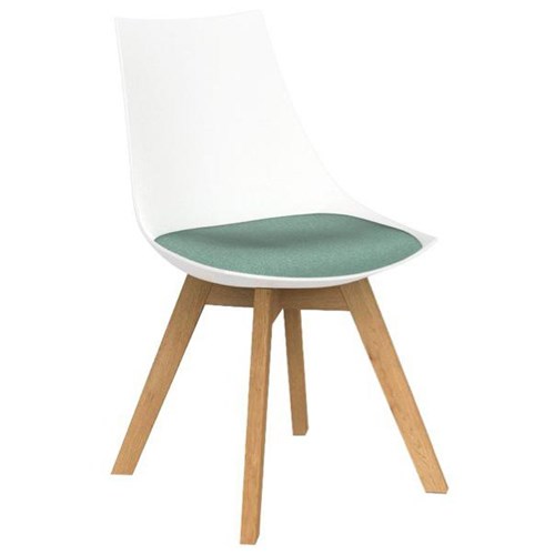 Luna Visitor Chair White/Oak/Splice Lagoon Fabric