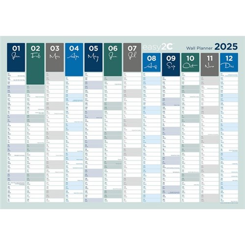 Easy2C A2 Wall Planner Double Sided Laminated 2025