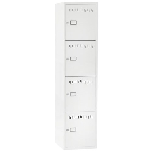 Precision ABW 4 Tier Locker 500mm Latch Lock White Satin