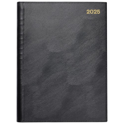 Winc A51 1/2 Hour Appointment Diary PVC Wiro A5 1 Day Per Page 2025 Black