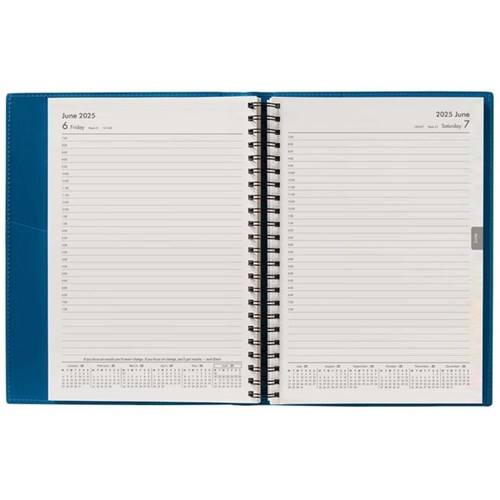 Winc A51 1/2 Hour Appointment Diary PVC Wiro A5 1 Day Per Page 2025 Blue