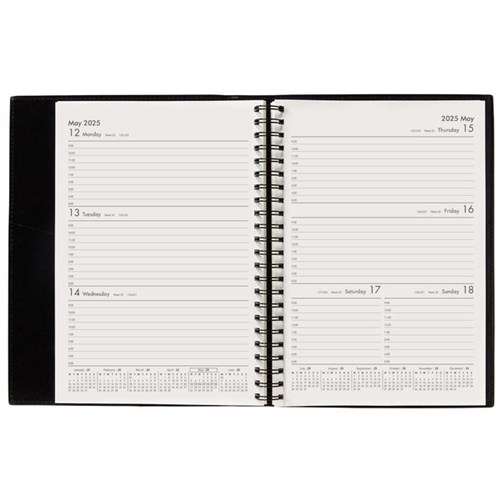 Winc A53 1 Hour Appointment Diary A5 Week To View 2025 Black