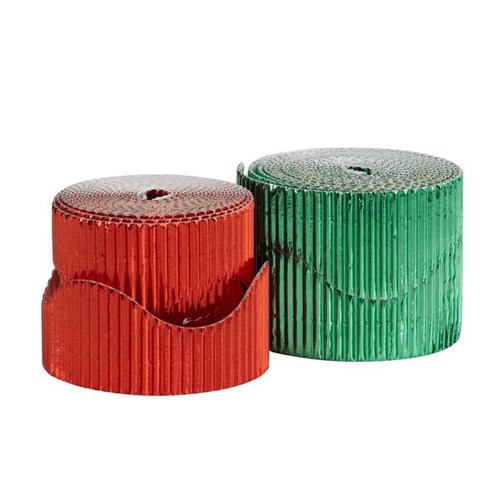 OfficeMax Metallic Corrugated Borders Red & Green, Pack of 4