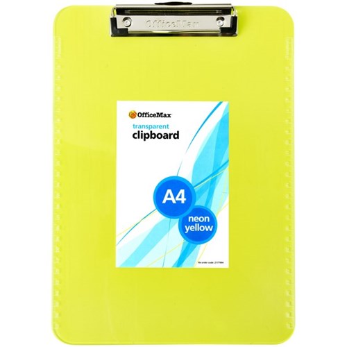 OfficeMax Transparent Clipboard A4 Neon Yellow