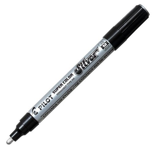 Pilot Super Colour Silver Permanent Marker Medium Tip