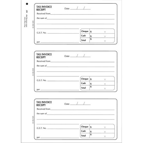 Collins A5/50 3TL Receipt Book NCR Triplicate Set of 150