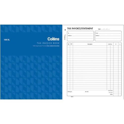 Collins 108DL Tax Invoice Book FSC NCR Duplicate Set of 100