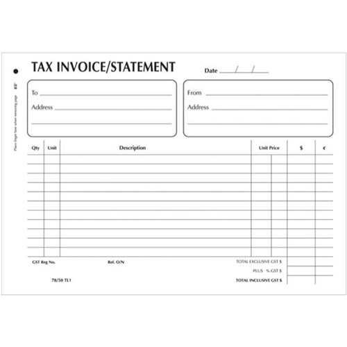 Collins 78/50DL1 Tax Invoice Book NCR Duplicate Set of 50