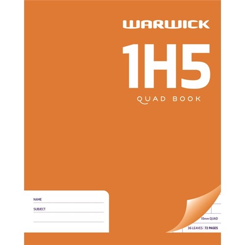 Warwick 1H5 Exercise Book 10mm Quad 36 Leaves