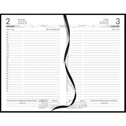 Collins 81A 1/2 Hour Appointment Diary 125x195mm 1 Day Per Page 2025 Black