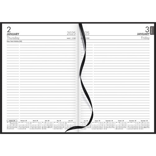 Collins A51E Executive Diary A5 1 Day Per Page 2025 Black