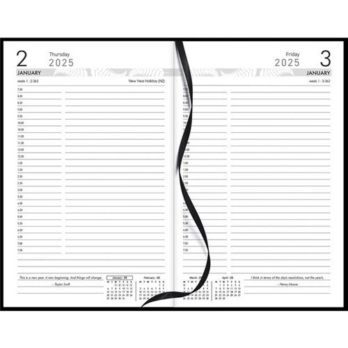 Collins 81A 1/2 Hour Appointment Diary PVC Cover 125x195mm 1 Day Per Page 2025 Black