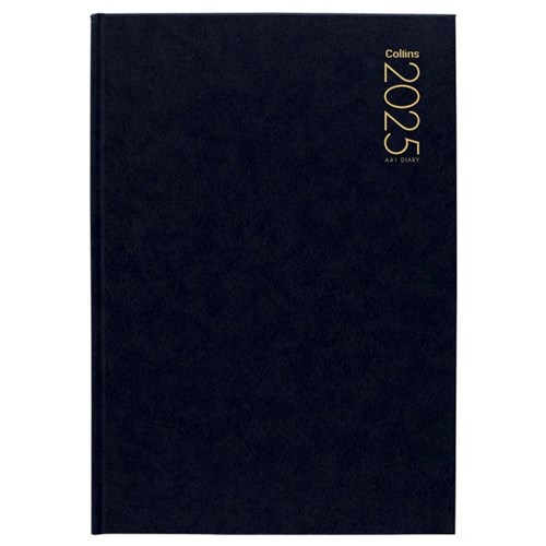 Collins A41 Diary A4 1 Day Per Page 2025 Black