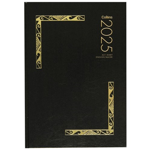 Collins A51 Te Reo Māori / English Bilingual Diary A5 1 Day Per Page 2025 Black