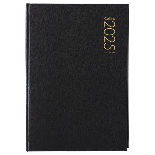 Collins A52 Diary A5 2 Days To A Page 2025 Black