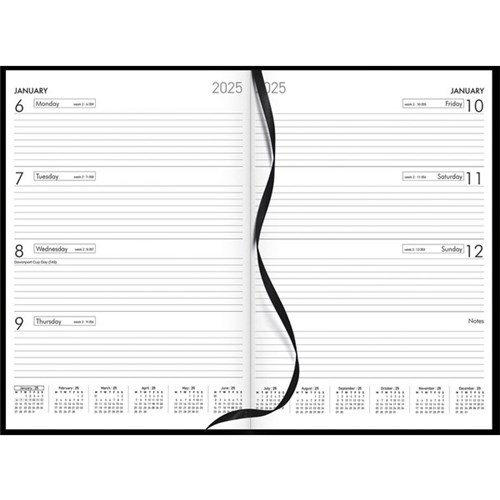 Collins A43 Diary A4 Week To View 2025 Black