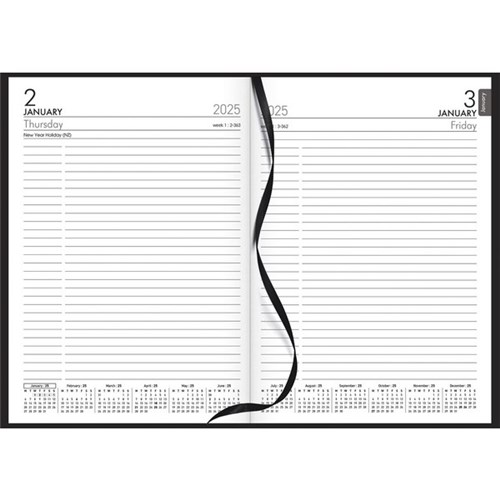 Collins A51 Diary A5 1 Day To A Page 2025 Black