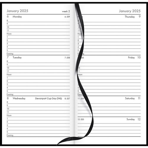 Collins CW3 1 Hour Appointment Diary Week To View 2025 Black