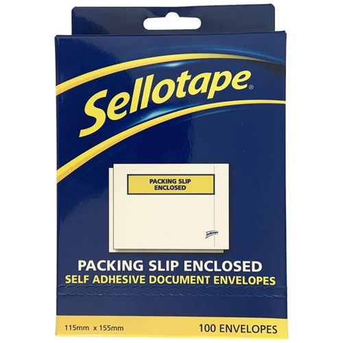 Sellotape Labelopes Packing Slip Enclosed Self Adhesive Document Envelopes, Pack of 100