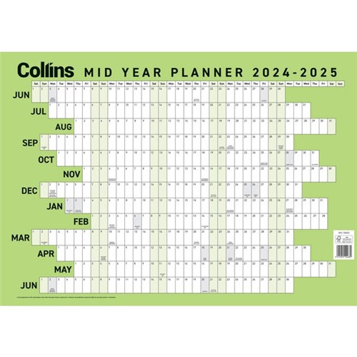 Collins A2 Mid Year Planner 1 June 2024 to 30 June 2025