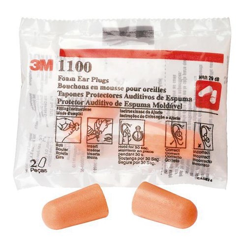 3M™ 1100 Foam Earplugs Class 3 Uncorded, Pack of 200 Pairs