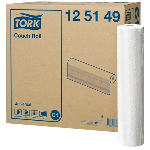 Tork C1 Perforated Couch Roll Universal 1 Ply 125149 490mm x 50m, Carton of 8 Rolls 