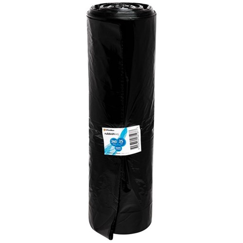 OfficeMax Wheelie Bin Rubbish Bag 750 x 400 x 1470mm 40 Micron 240L Black, Pack of 25