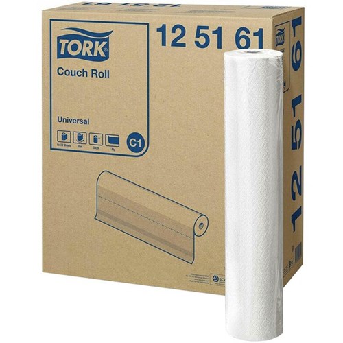 Tork C1 Perforated Couch Roll Universal 1 Ply 125161 550mm x 50m, Carton of 8 Rolls