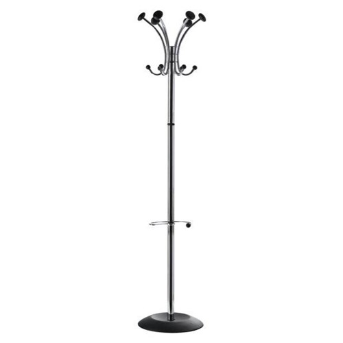 Chromy Coat Stand 6 Hooks With Umbrella Stand 380x1770mm Chrome