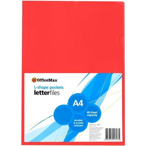 OfficeMax L-Shaped Pockets A4 Red